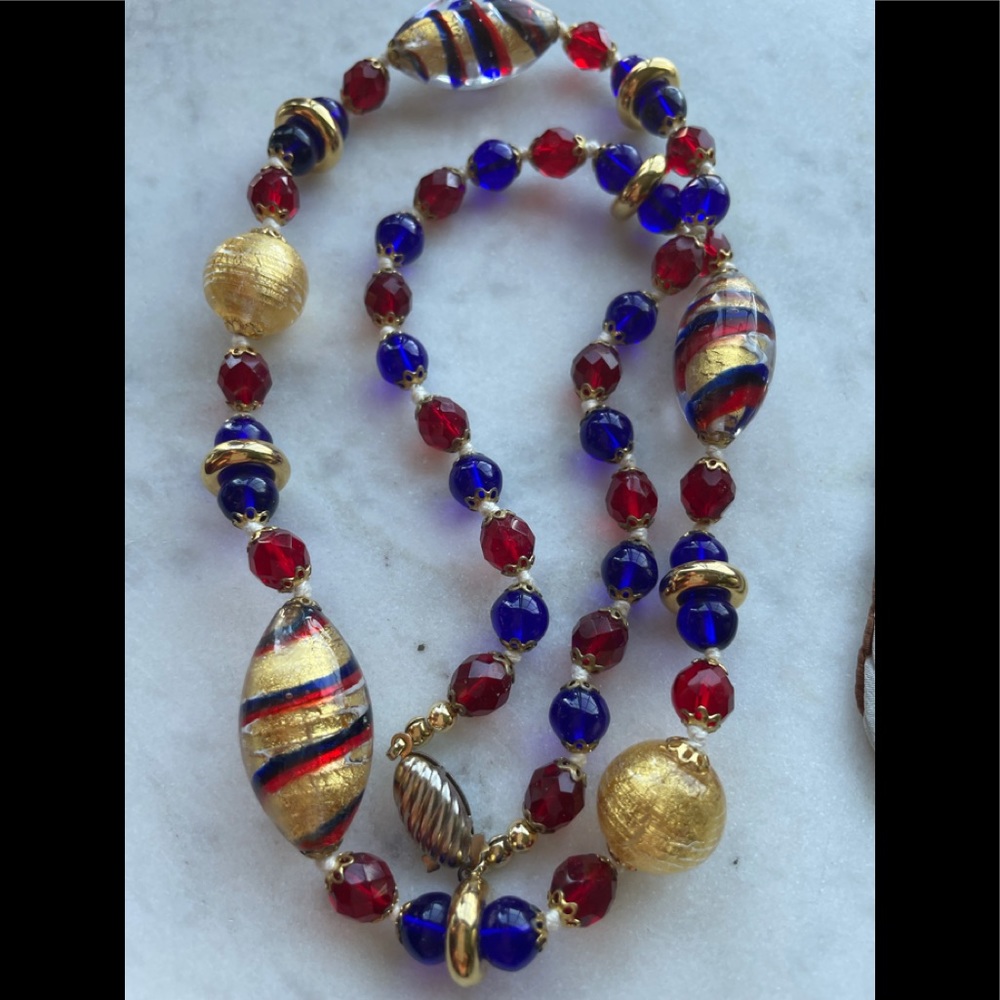Murano Venetian Hand blown glass beaded necklace.